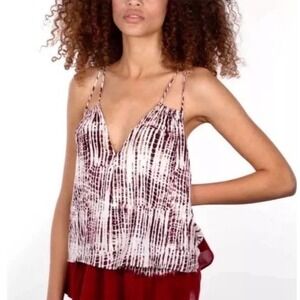 ANTHROPOLOGIE Olivia Layered Spaghetti Strap Tie Dye Lined Ruffle Tank SMALL EUC